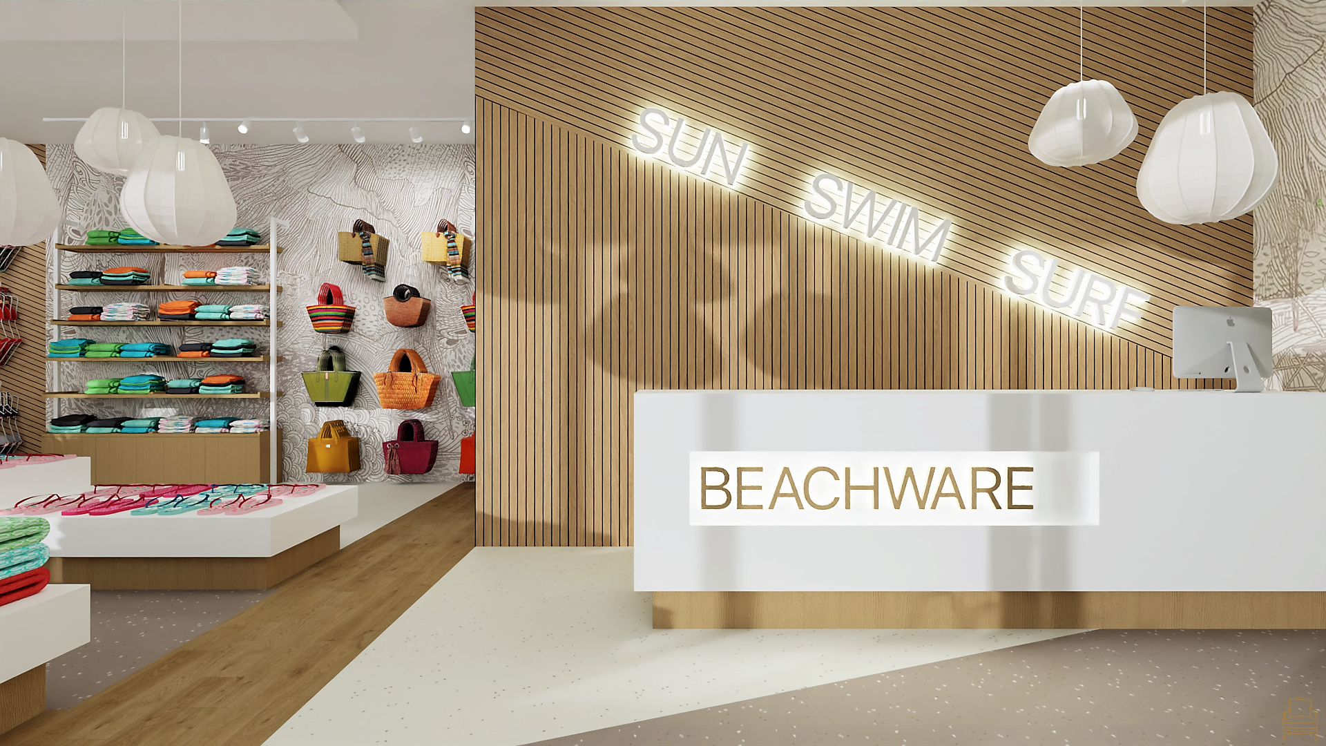 Beachware detailhandel met sun swim verlichting